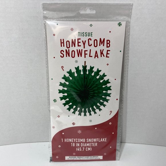 12 Honey Comb Tissue Snowflake Lantern Green